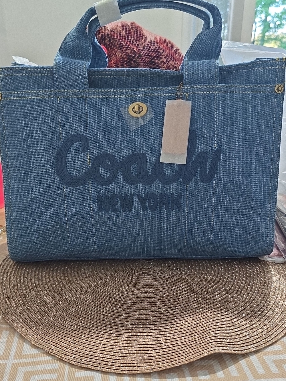 Denim Tote in Medium Blue with Logo
